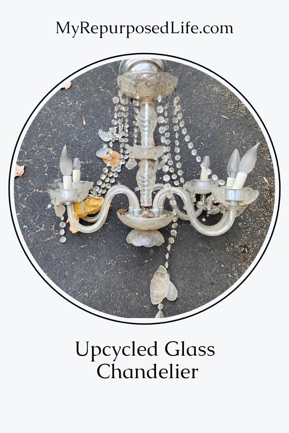 Upcycled glass chandelier pieces and scrap wood are paired to make a set of beautiful DIY candlesticks. Tips and ideas for you. #MyRepurposedLife #upcycled #chandelier #diy #candlesticks via @repurposedlife
