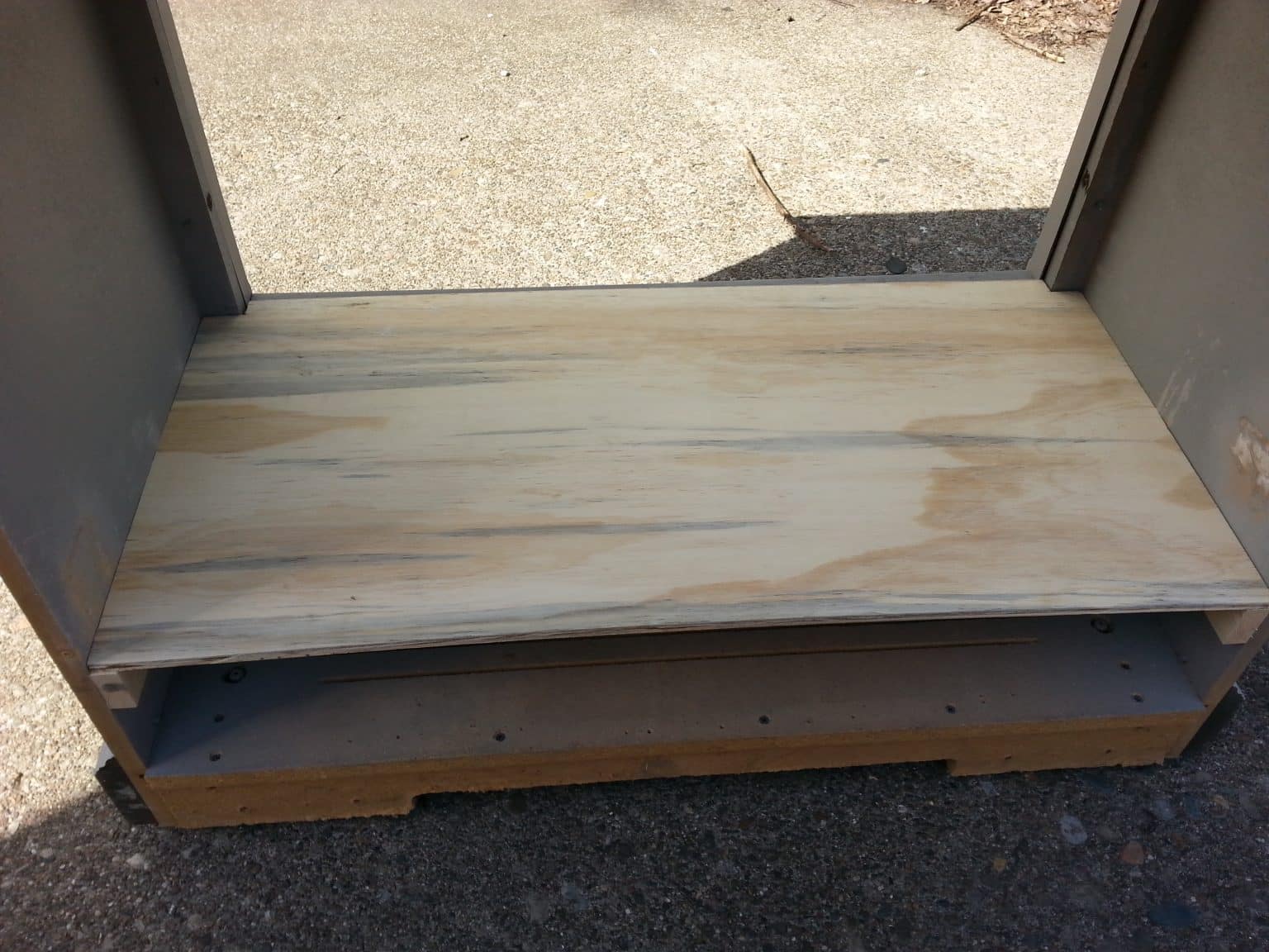 Wooden Chevron Table Top using Shutter Slats - My Repurposed Life®