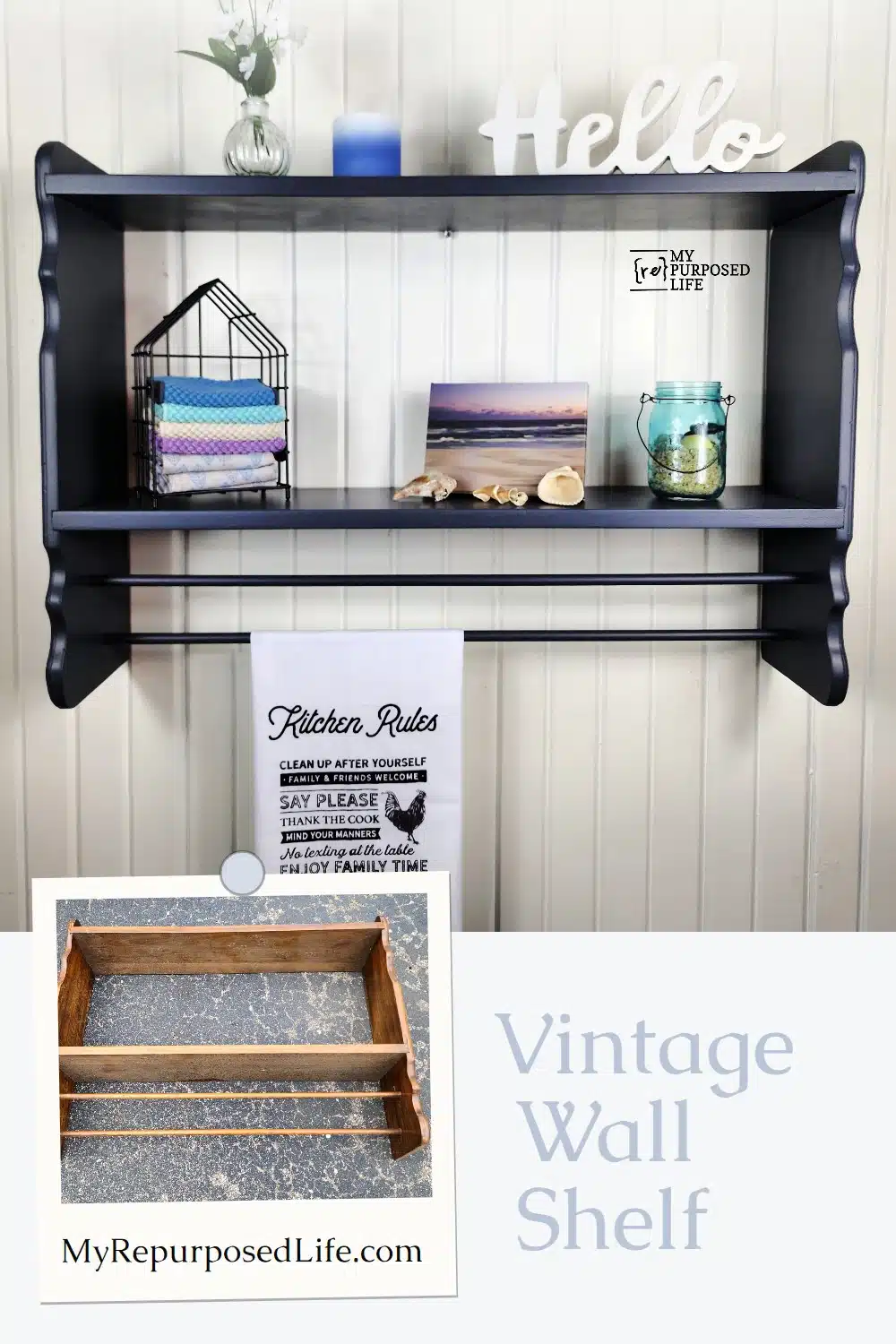 Maybe you call it a vintage wall shelf, or perhaps a whatnot shelf. Whatever you call it, it's so handy for almost any room in the house! Think kitchen, bathroom, guest room, laundry room, the possibilities are endless. It would even make a great plant shelf. #MyRepurposedLife via @repurposedlife