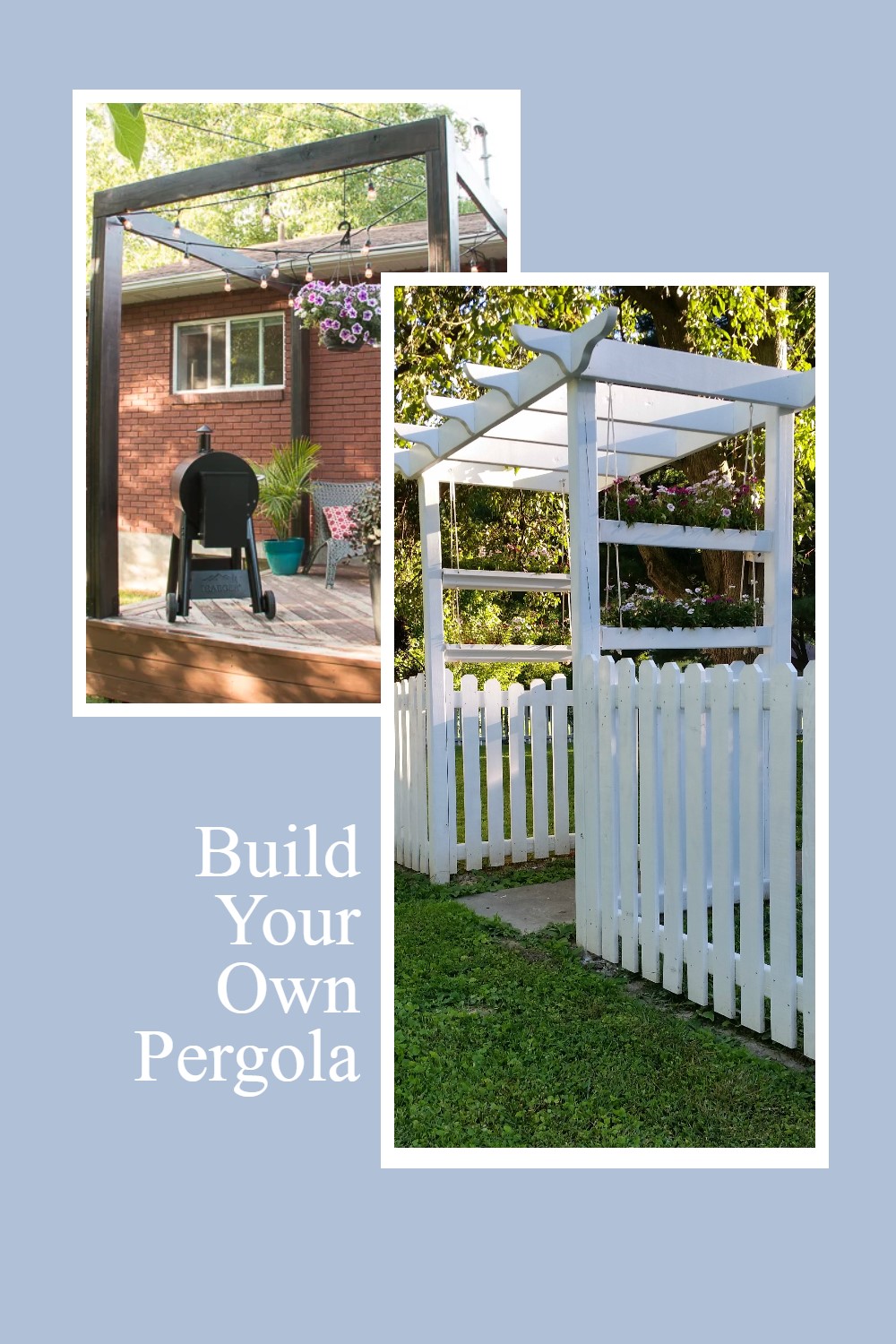 DIY Pergola Ideas for your backyard and more. Tips to make your own backyard your favorite place to hang out with family and friends. via @repurposedlife