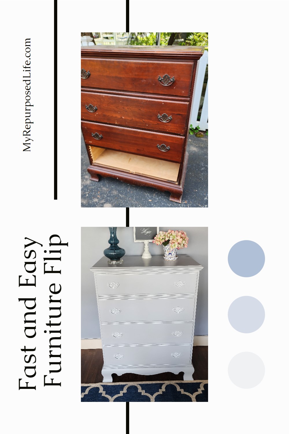 A beat up chest of drawers gets a new look with paint, repairs and a little TLC. via @repurposedlife