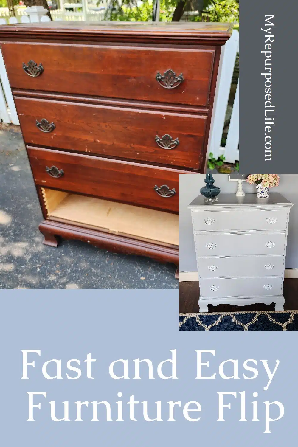 A beat up chest of drawers gets a new look with paint, repairs and a little TLC. via @repurposedlife