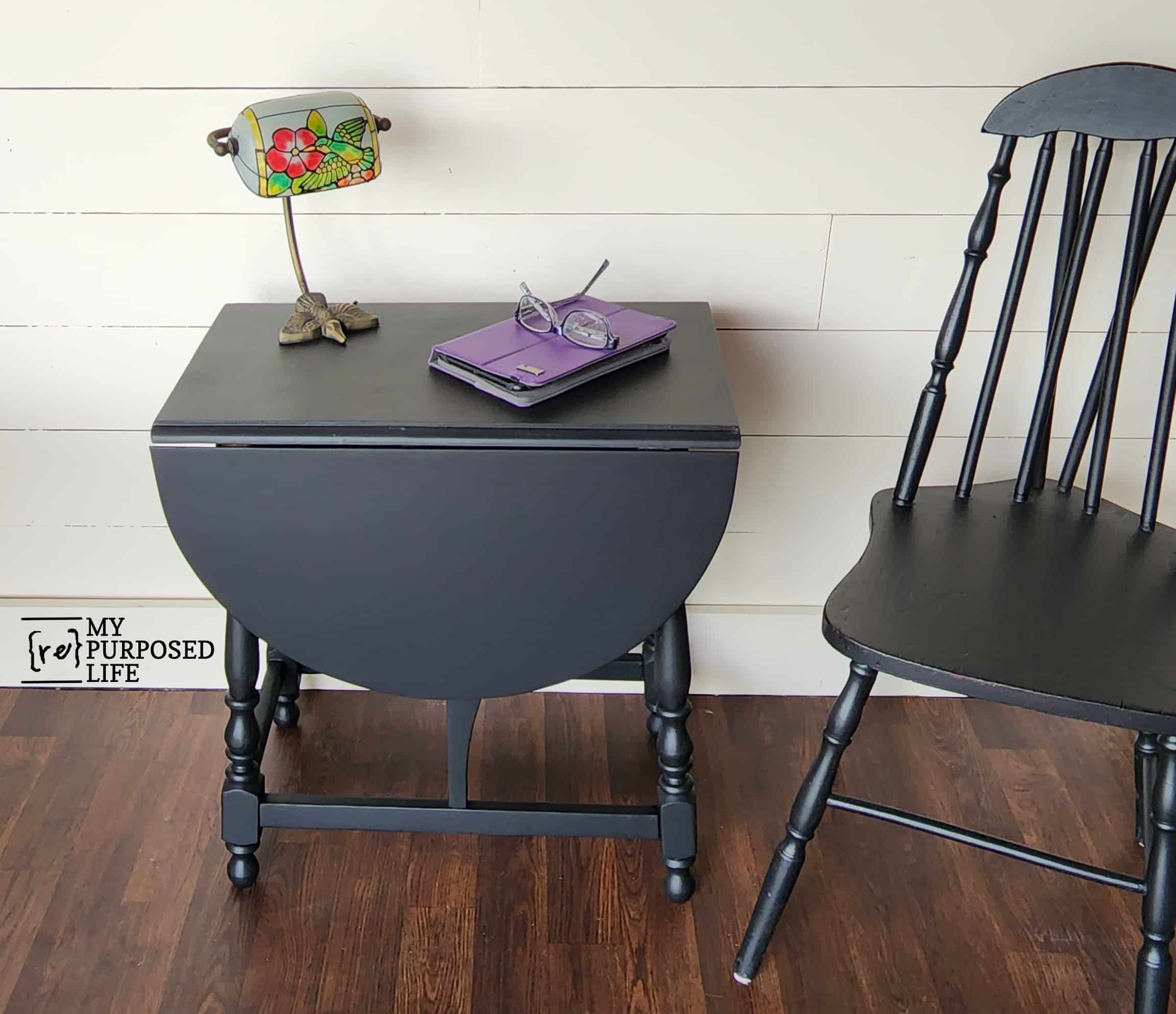 black small drop leaf table