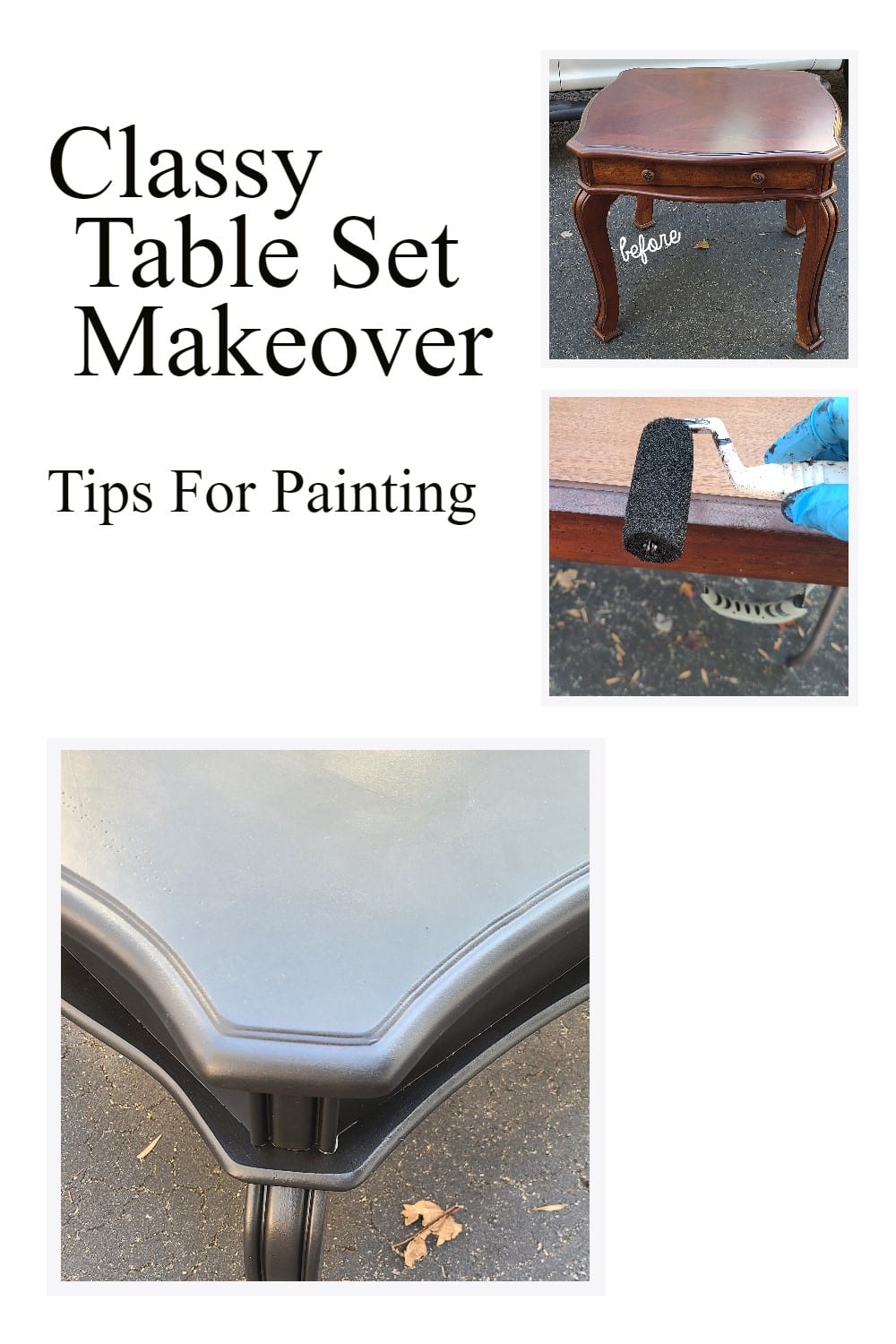 How to update your old, outdated coffee table set with a fresh new coat of paint. Tips for getting a flawless finish quickly and easily. via @repurposedlife