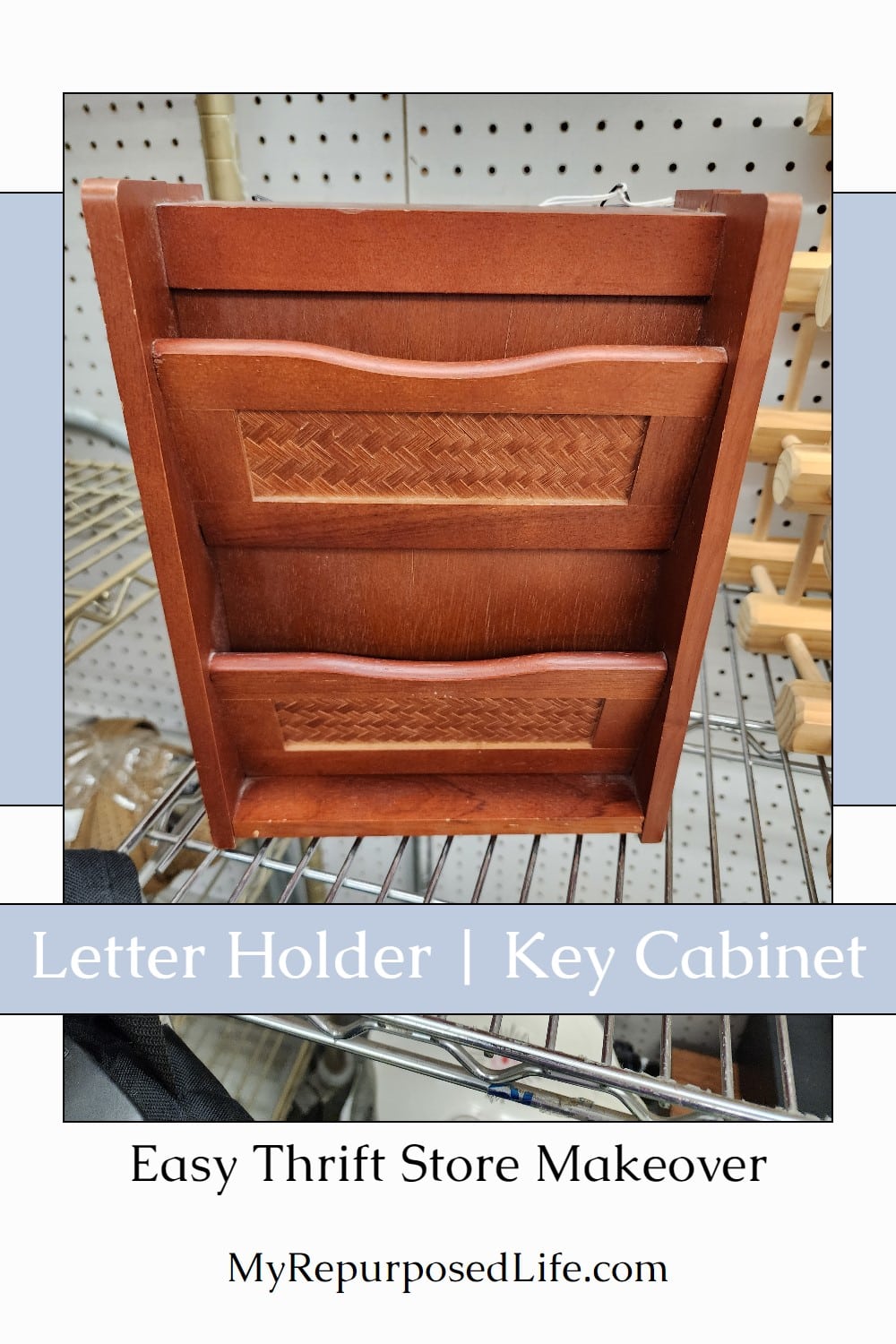 Fun and easy thrift store makeover on a letter holder - key cabinet. Tips for cleaning, painting, and embellishing. Eight bonus projects! via @repurposedlife