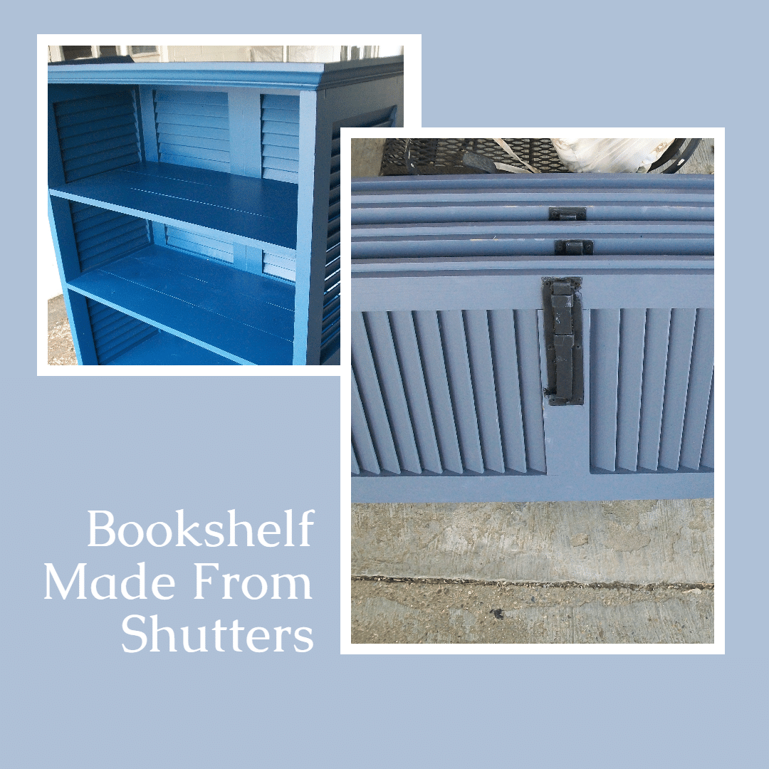 Shutters Textbook Shutters Repurposed into Bookshelf - My Repurposed Life®