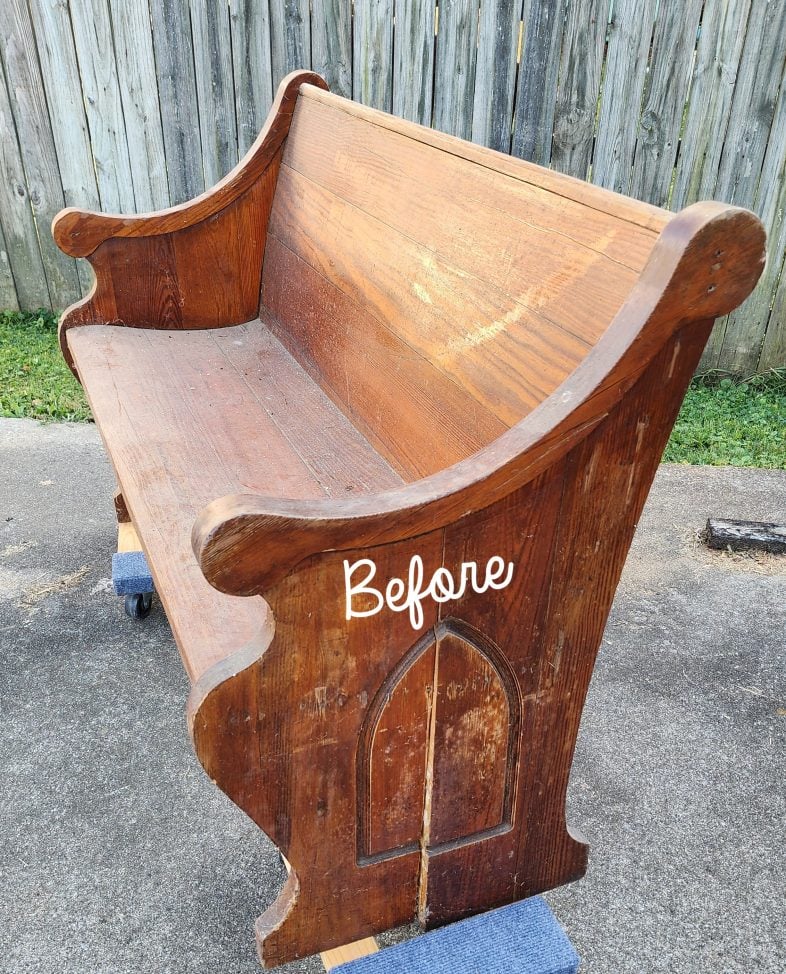 antique church pew before