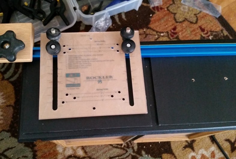 hardware jig resting on drawer front