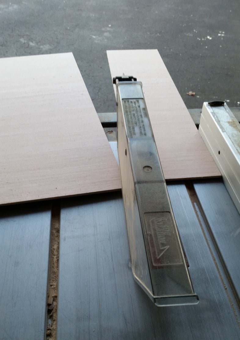 ripped plywood on table saw