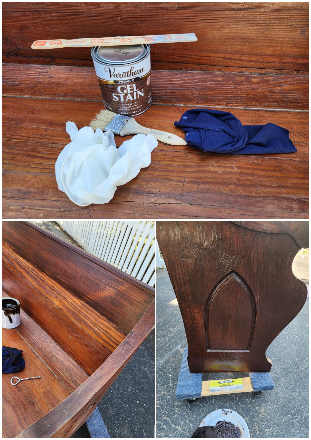 using gel stain on a church pew