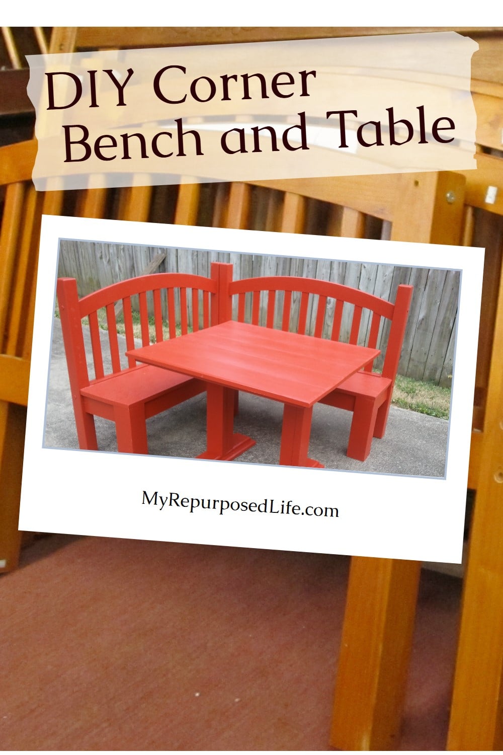 How to make a kid friendly corner table bench out of two daybed pieces. Step by step instructions will show you how to make your very own corner bench. #MyRepurposedLife #repurposed #cornerbench #headboard via @repurposedlife