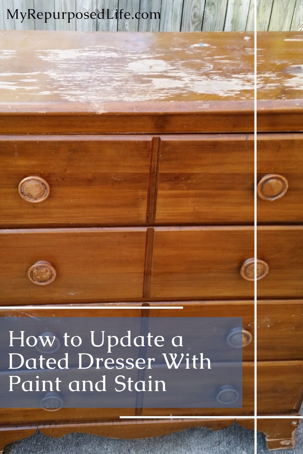 How to update a dresser using old furniture. Removing the front trim helps to modify the look of this vintage dresser. Photo tutorial included. #MyRepurposedLife #repurposed #furniture #update #dresser #modern via @repurposedlife
