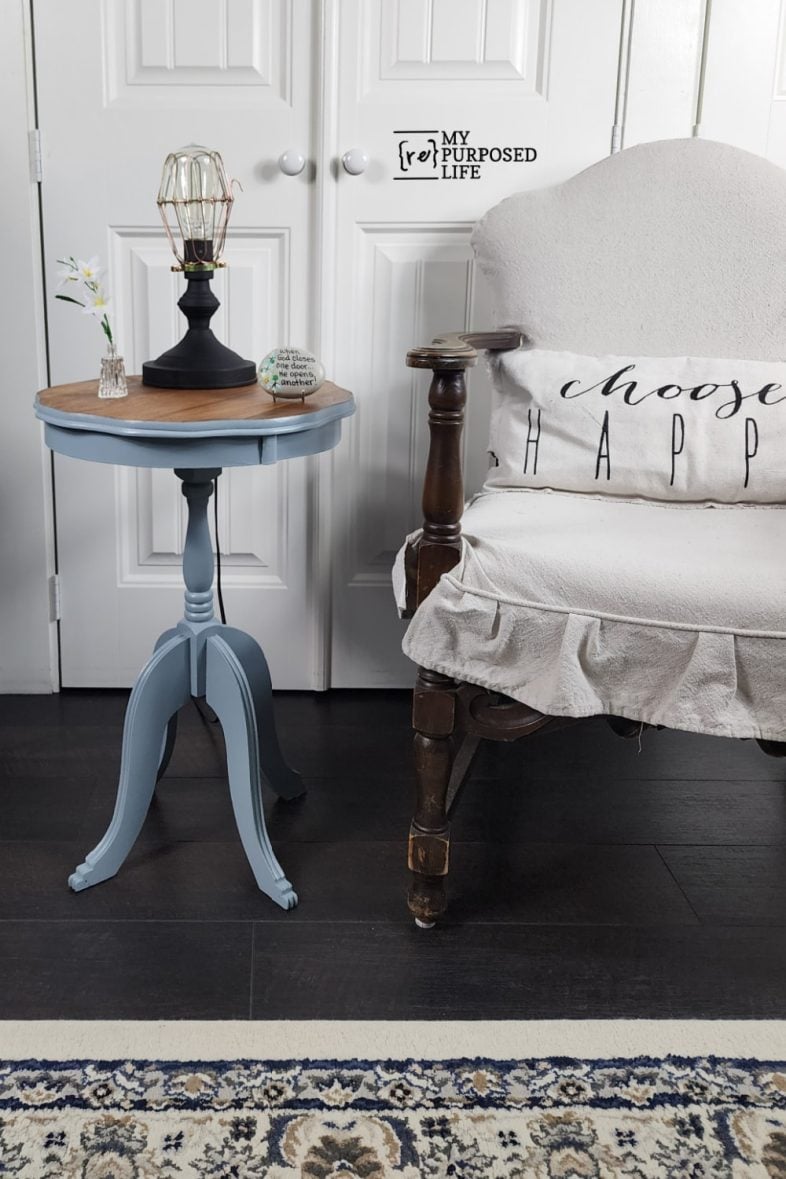petite blue parlor table