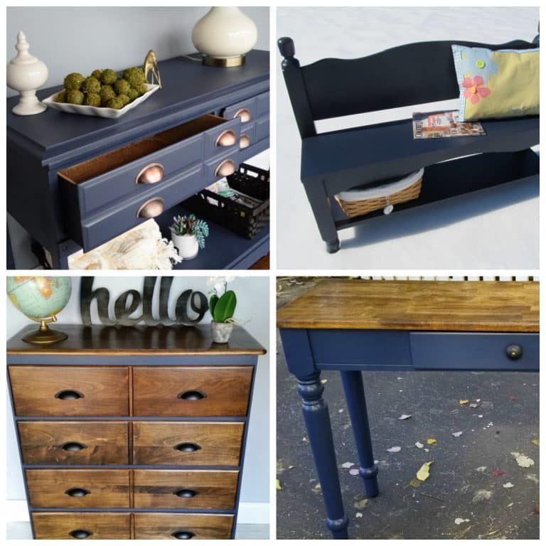 four navy blue furniture projects