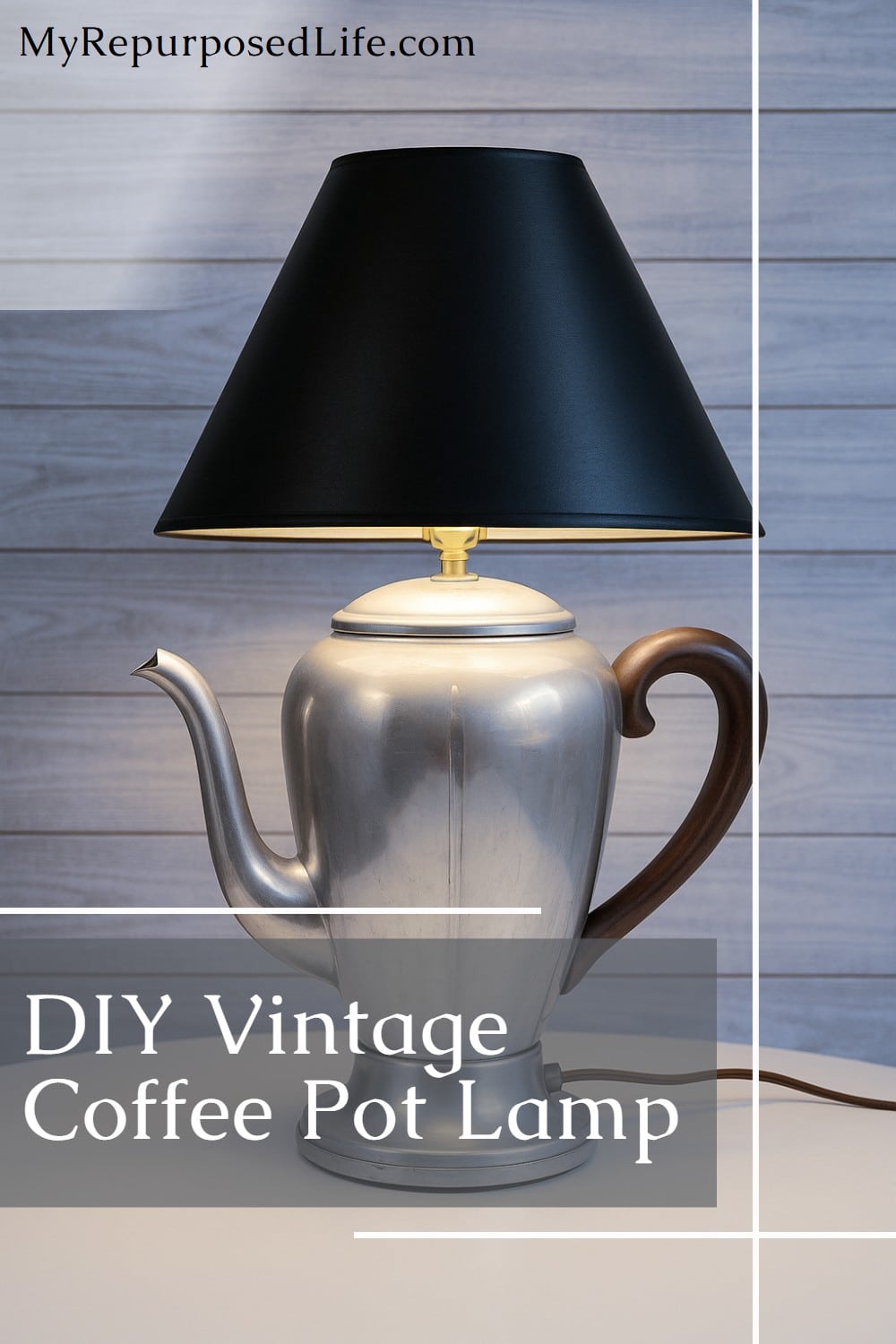 How to turn a vintage coffee pot into a unique table lamp. Step-by-step directions. via @repurposedlife