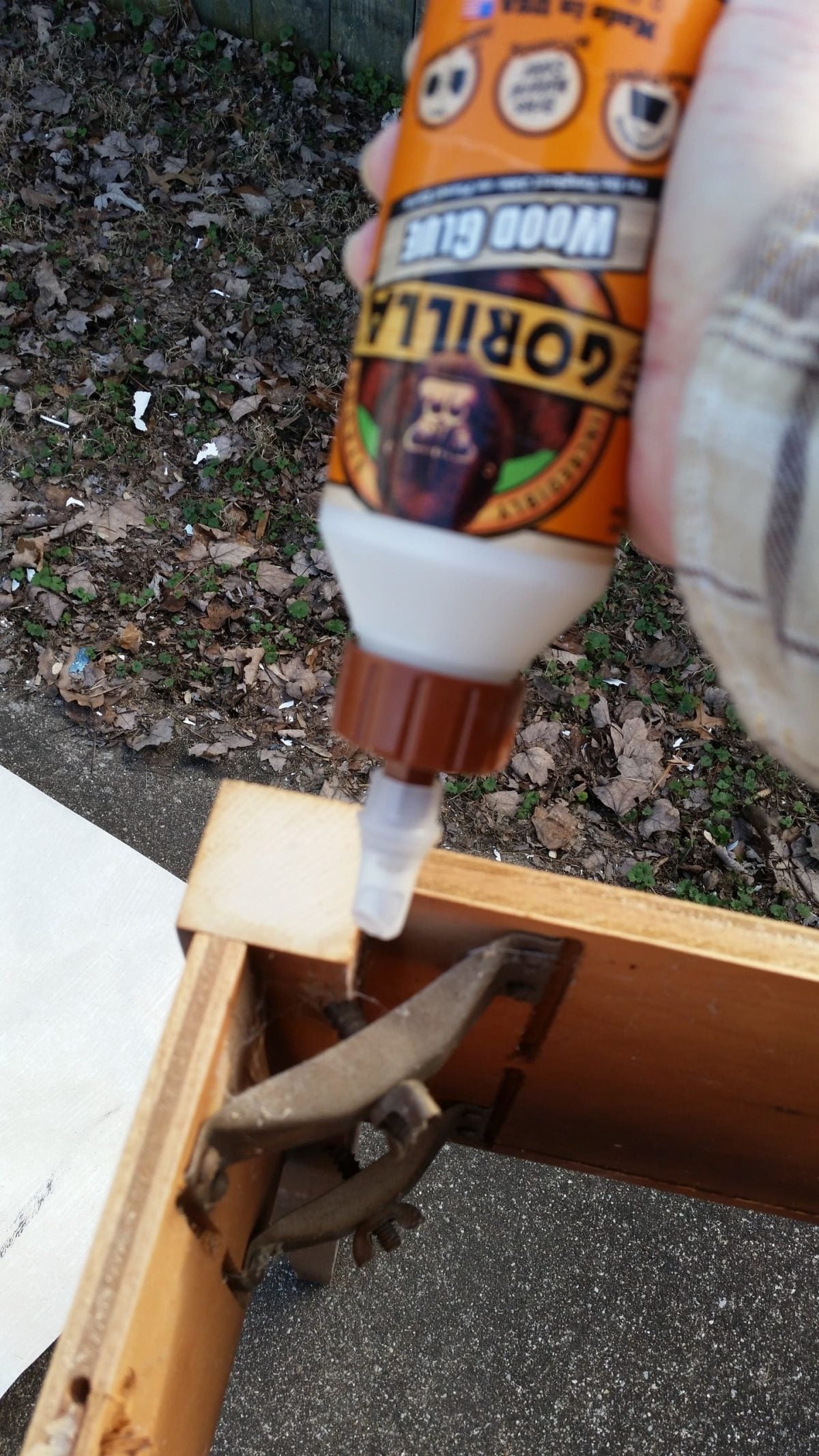 gorilla-glue-attach-sewing-cabinet-lid