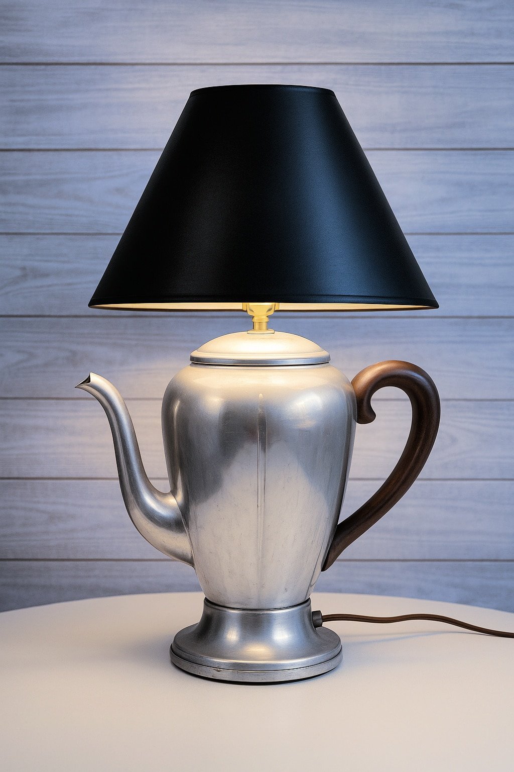 pretty vintage coffee pot lamp
