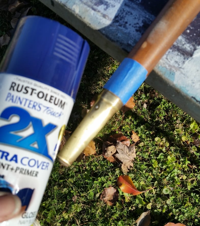 tape off spray paint metal legs