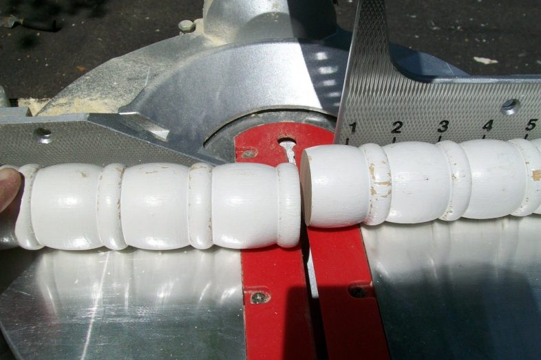 cut crib legs on miter saw