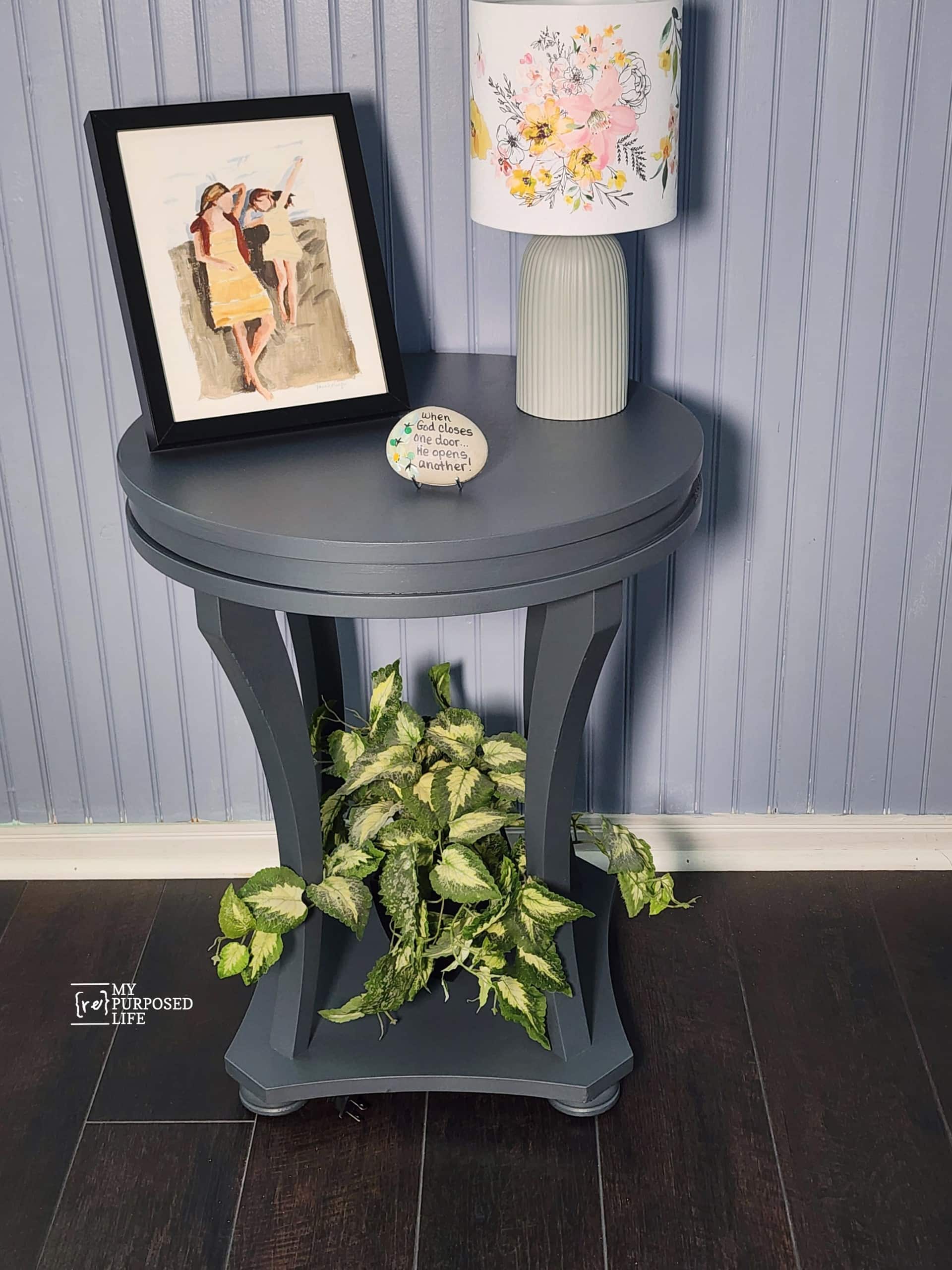 gray round side table