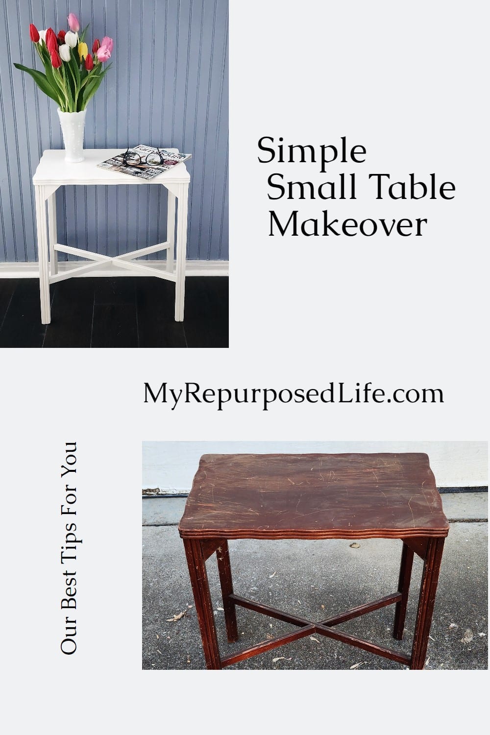 Upgrade your home decor with DIY small table makeover ideas. Budget-friendly tips & step-by-step tutorials for simple transformations. via @repurposedlife
