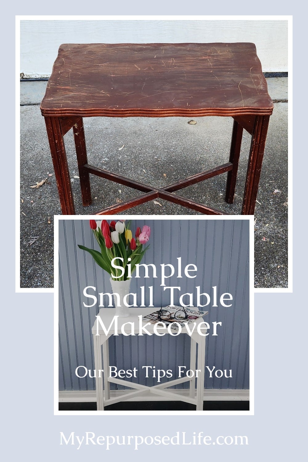 Upgrade your home decor with DIY small table makeover ideas. Budget-friendly tips & step-by-step tutorials for simple transformations. via @repurposedlife