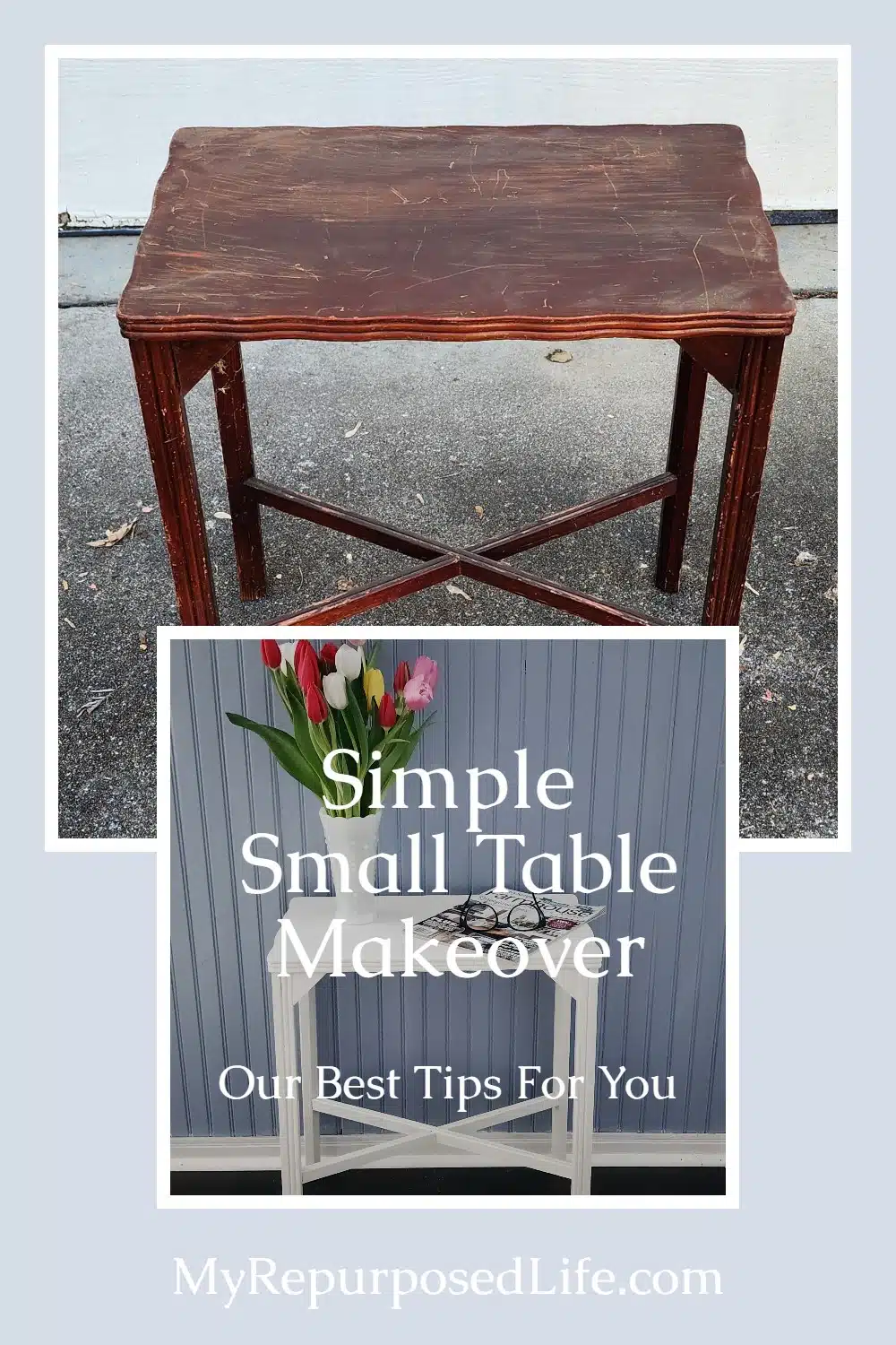 Upgrade your home decor with DIY small table makeover ideas. Budget-friendly tips & step-by-step tutorials for simple transformations. via @repurposedlife