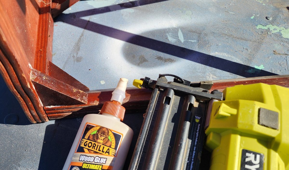 wood glue and nail gun