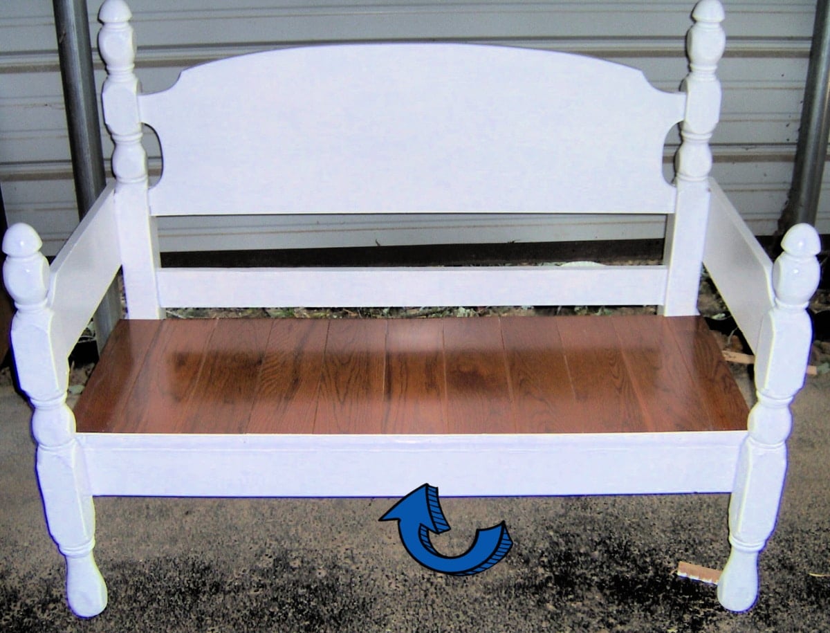 add the front support to a headboard bench