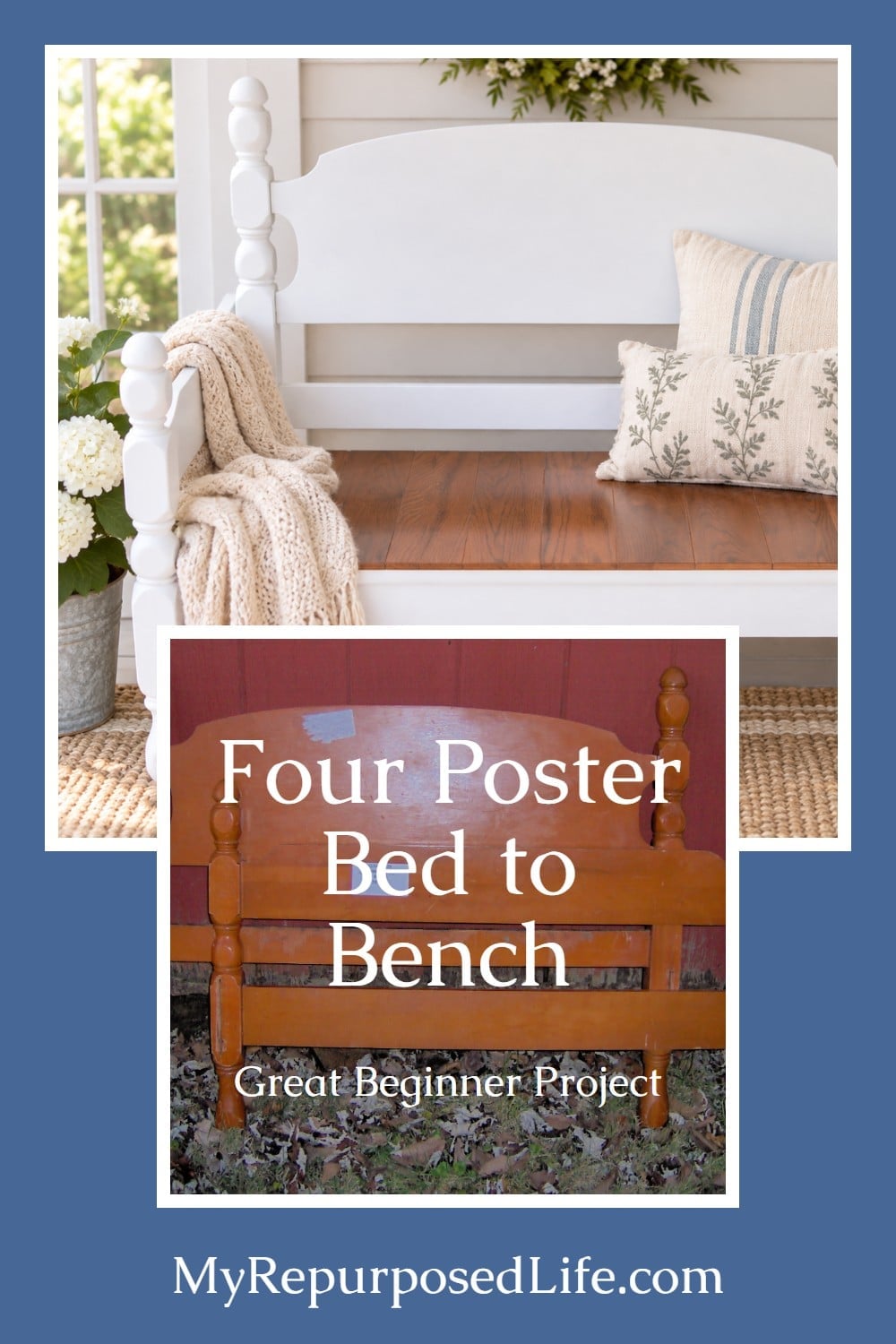 "four poster bed to bench beginner project" "beginner project-four poster bed to bench"