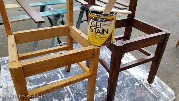 gel stain on wooden school chairs