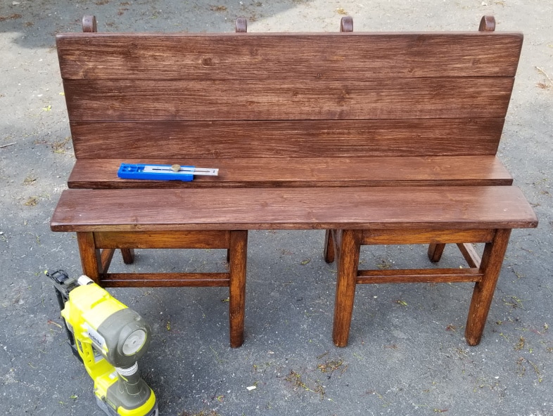repurposed chair bench for children