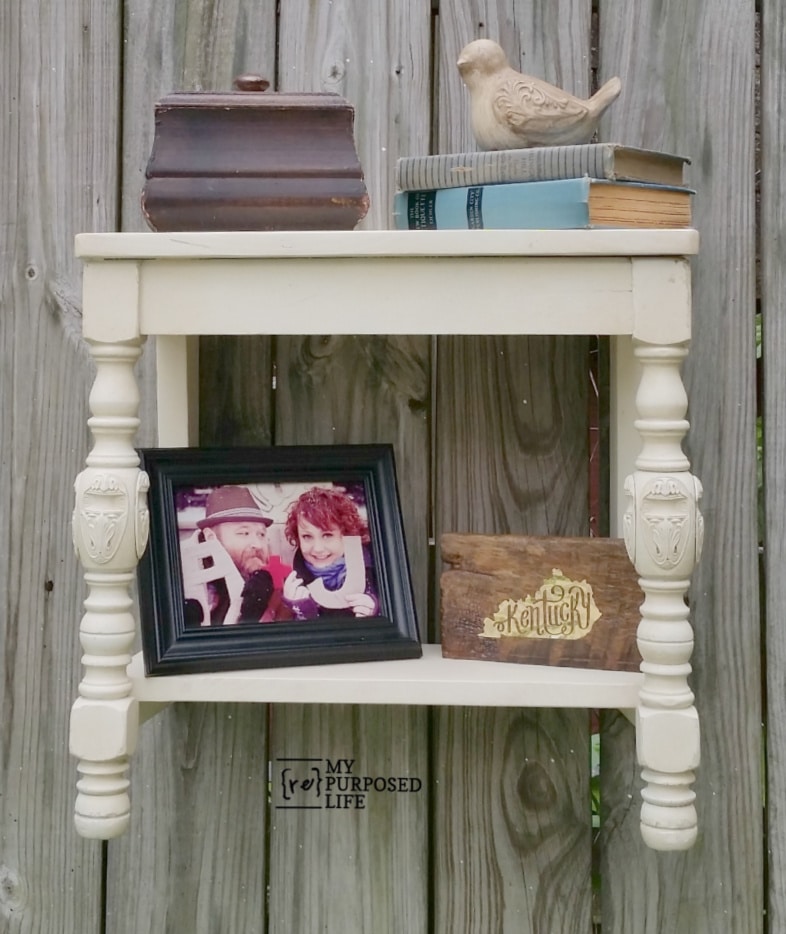 repurposed chair seat wall shelf