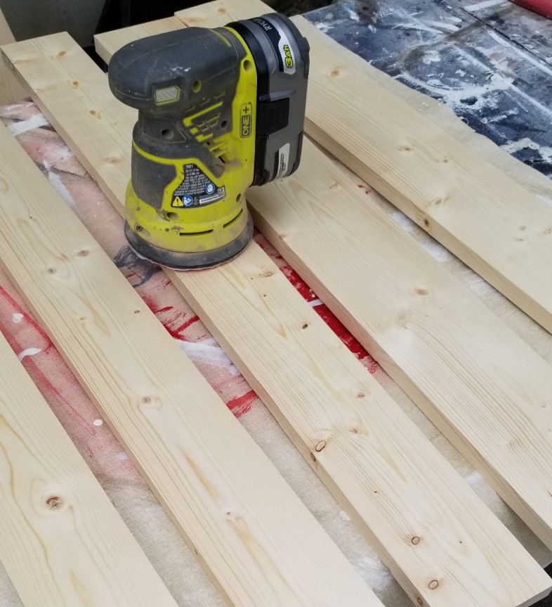 sand wooden planks for childs chair bench