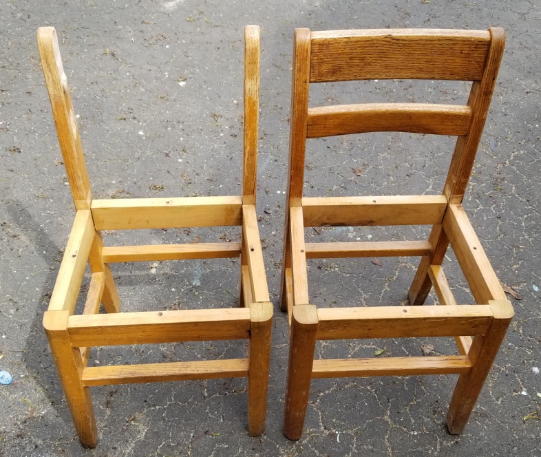 school chair with and without back rungs