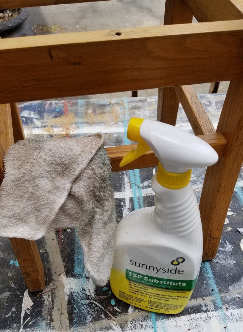 tsp cleans grime off of school chairs to make bench