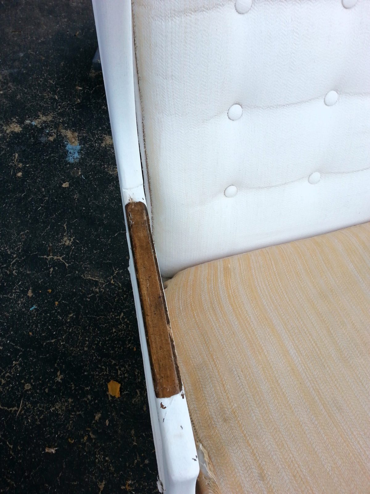 wooden armrest after removing padding