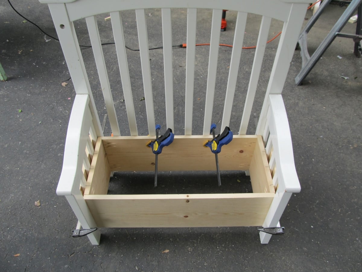 clamps hold toy box in place