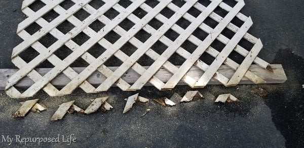 remove broken ends of lattice with saw remove broken ends of lattice with saw