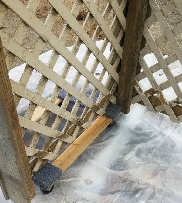 lattice trash can corral moved on furniture dolly lattice trash can corral moved on furniture dolly
