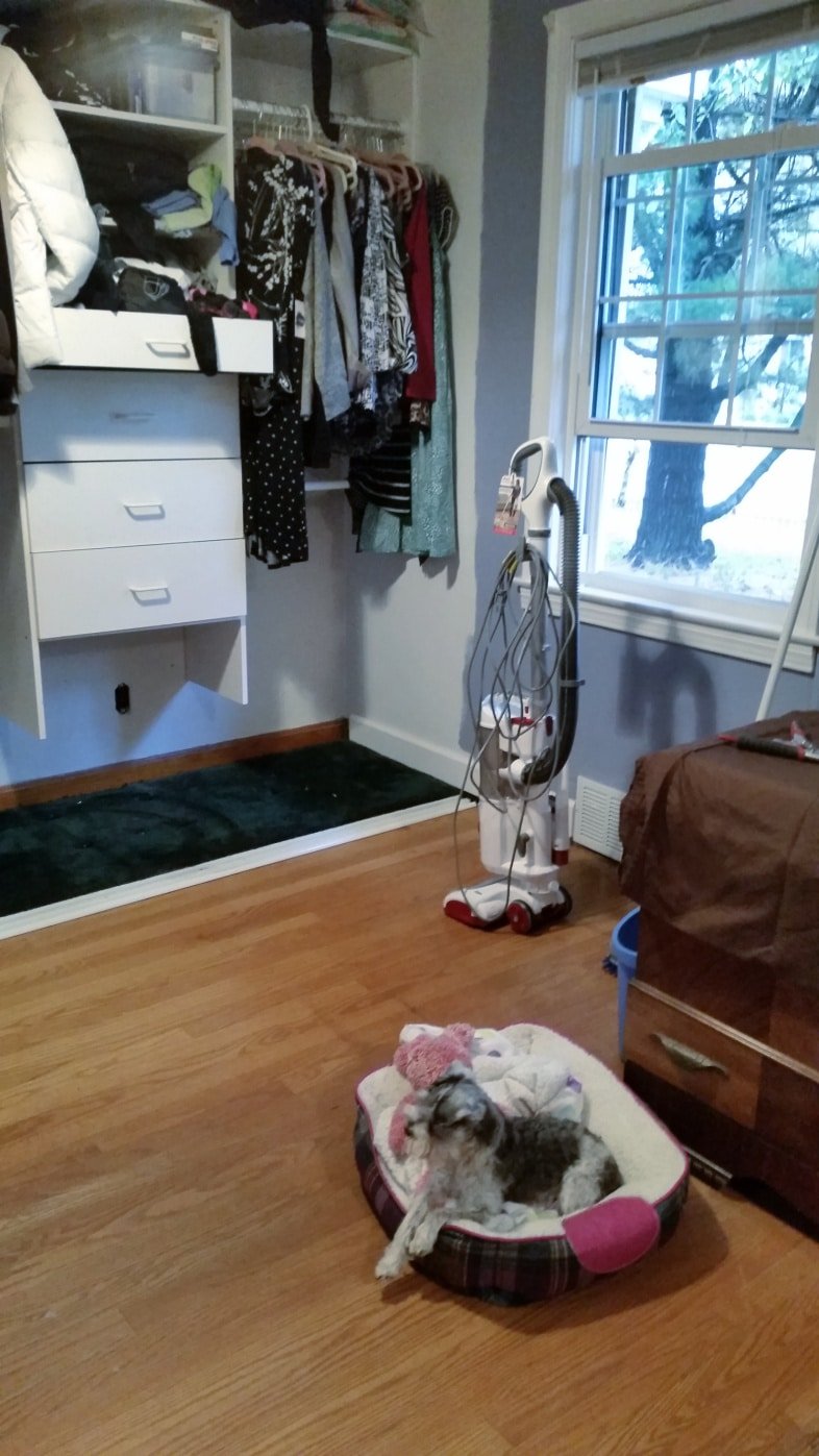 corner of messy closet
