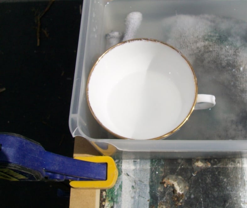 teacup ready to be drilled