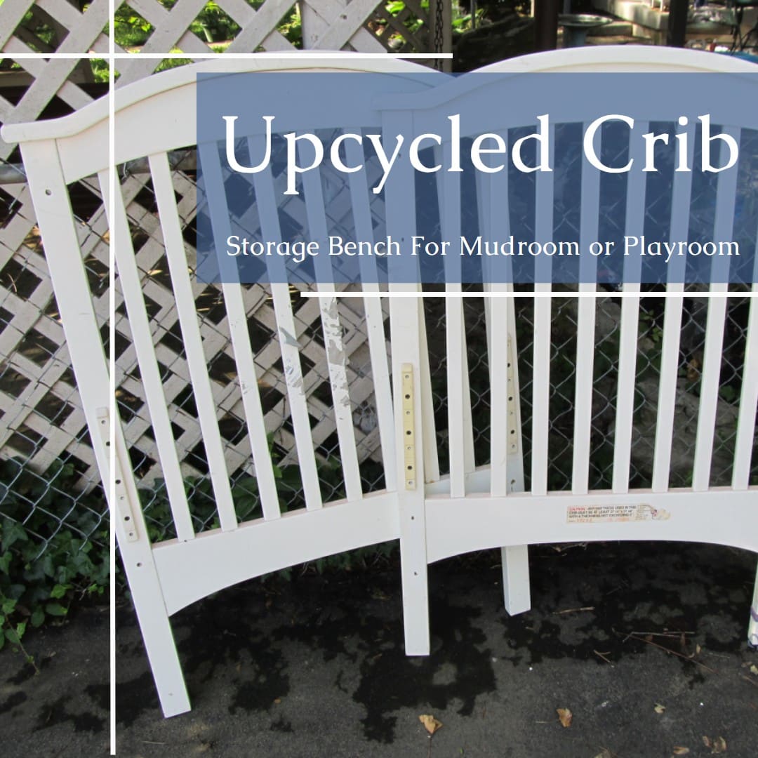 upcycled crib makes a bench with storage