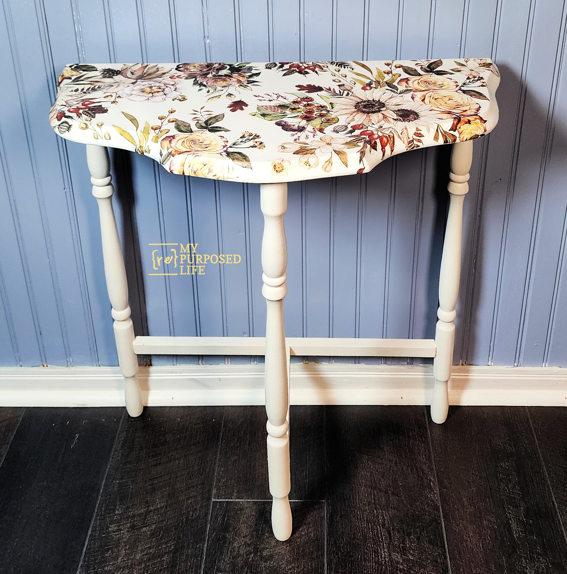 pretty vintage half-moon table
