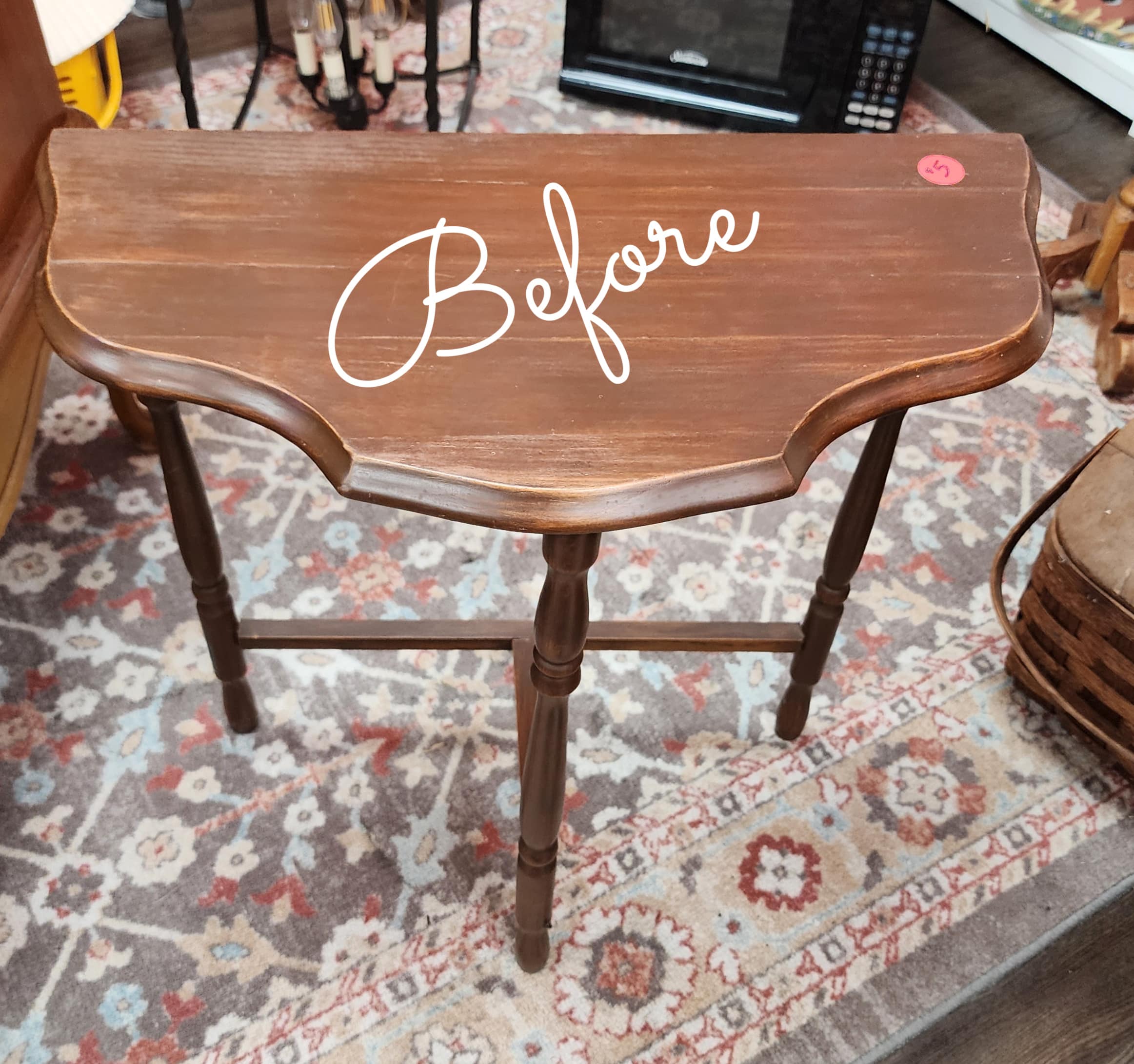 vintage half-moon table