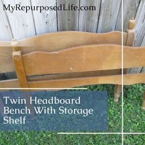 turn a bunk bed into a pretty bench with a lower shelf