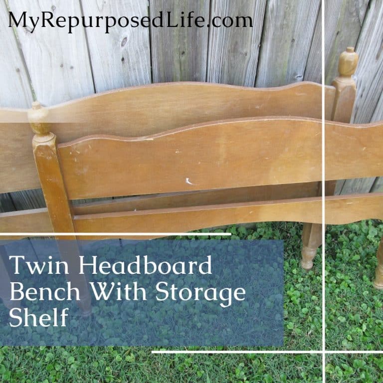 turn a bunk bed into a pretty bench with a lower shelf