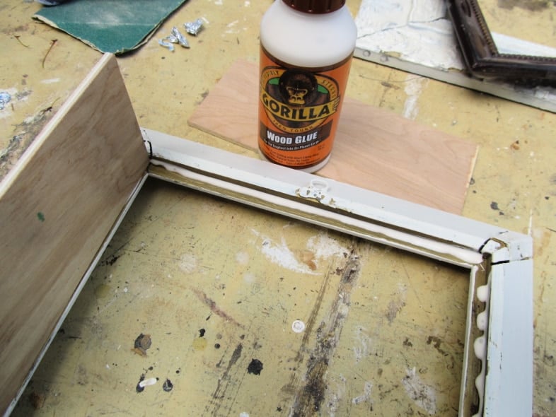 picture frame with a small piece of plywood and wood glue