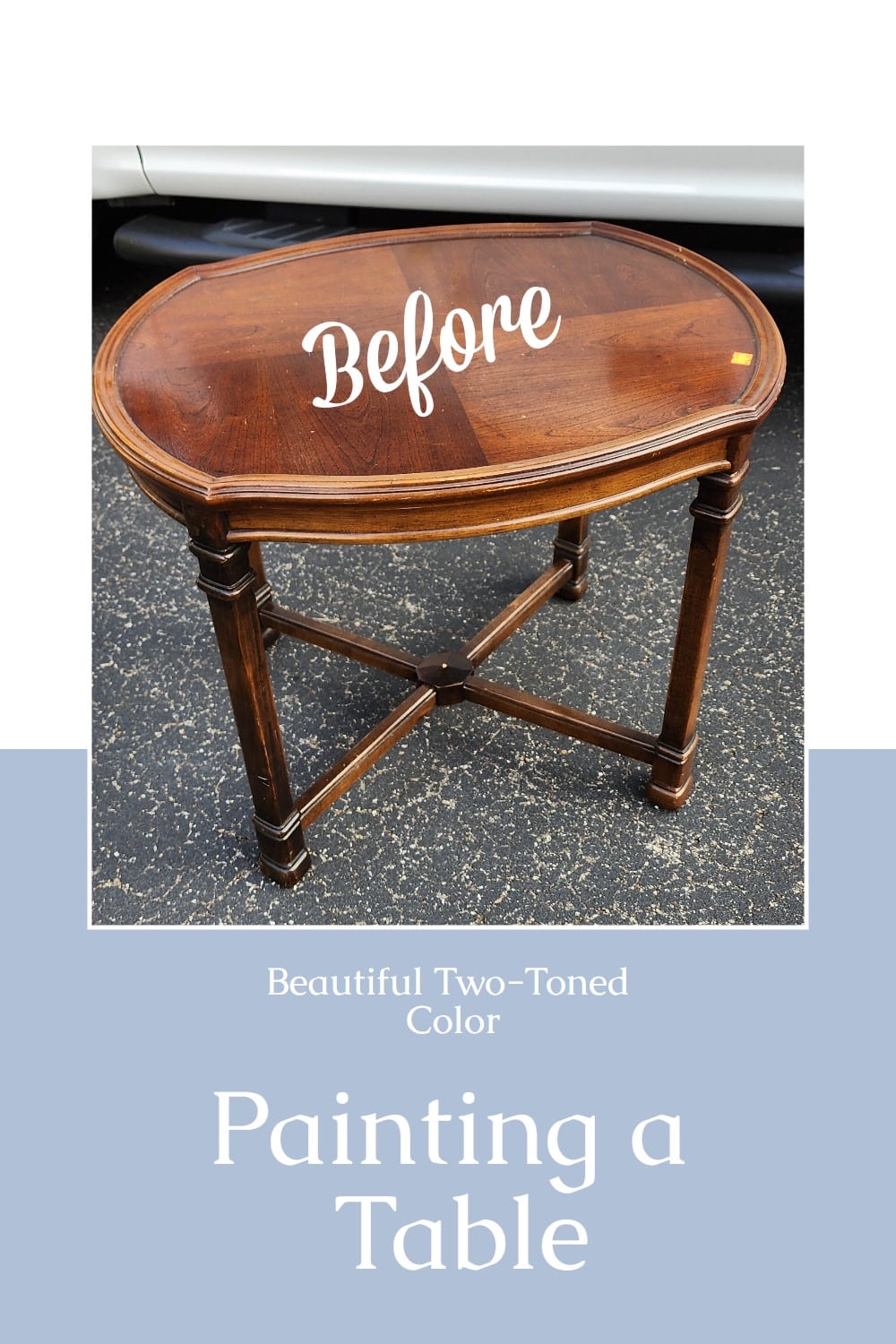 Here's an easy way to paint a two toned side table go get crisp clean lines. No tape necessary. via @repurposedlife