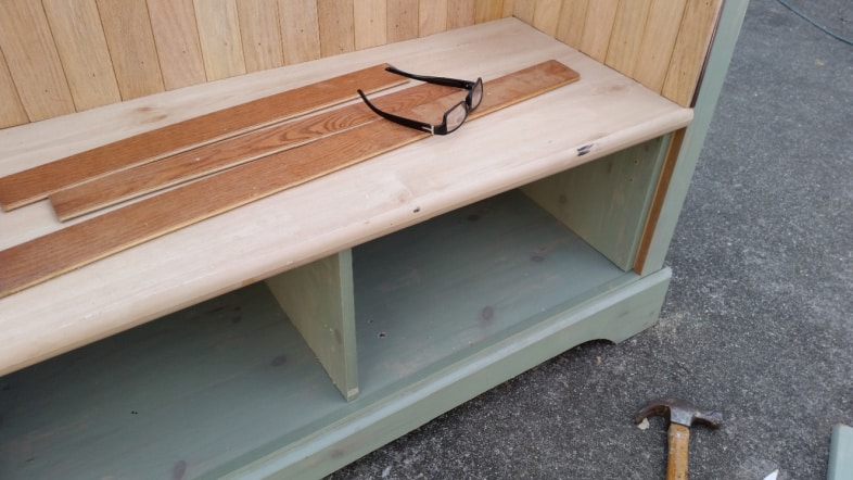 patchwork on dresser bench